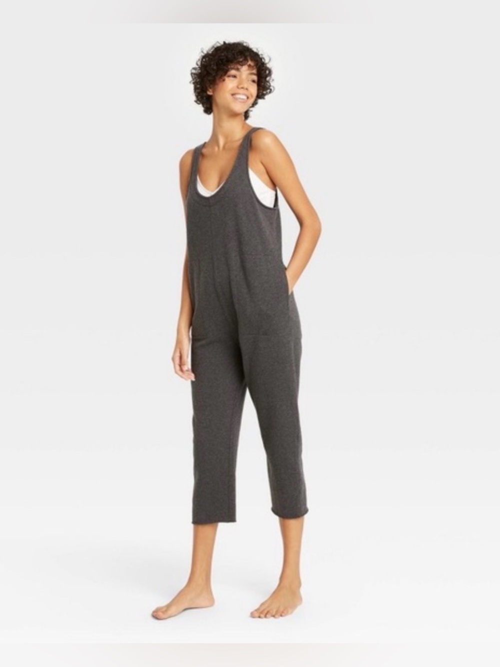 Colsie Charcoal Gray Fleece Lined Sleeveless Playsuit